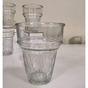 Libbey Vintage Set of (4) Ice Cream Cone Shaped Serving Cup Dishes Clear Glass